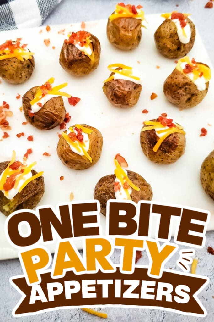 one bite party appetizers -Loaded Mini Baked Potato Bites