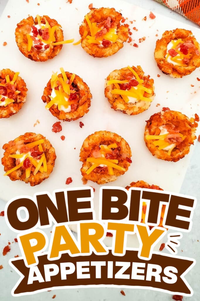 one bite party appetizers -Loaded Tater Cups
