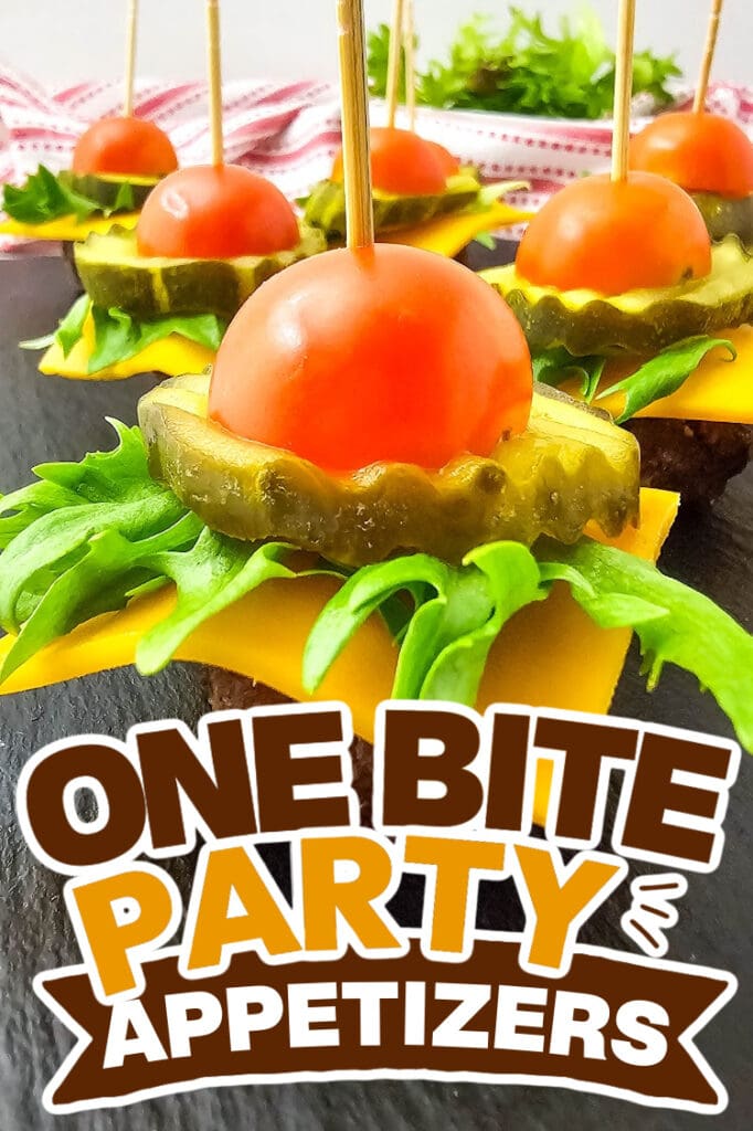 one bite party appetizers -Mini Cheeseburger Bites on Toothpicks