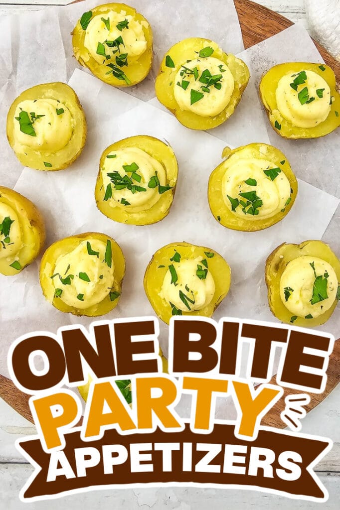 one bite party appetizers -Mini Deviled Potatoes
