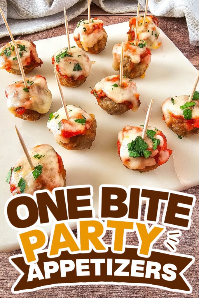 one bite party appetizers - Mini Meatball Marinara Bites