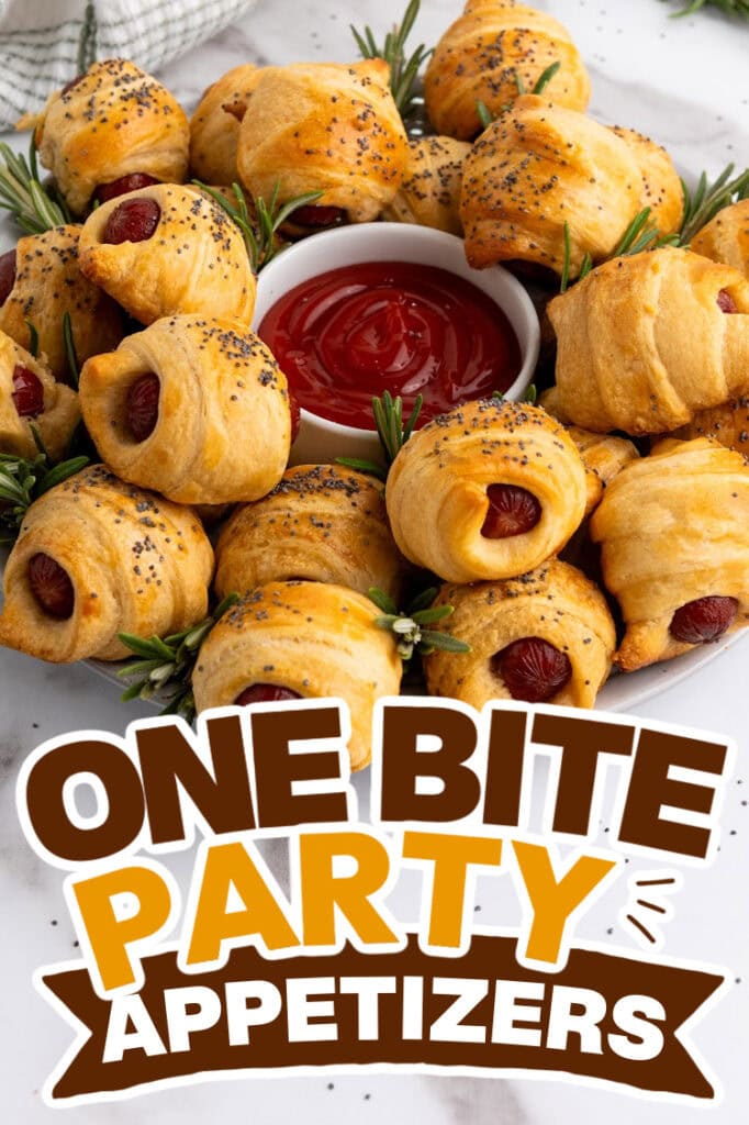 one bite party appetizers - Mini Piggies in a Blanket