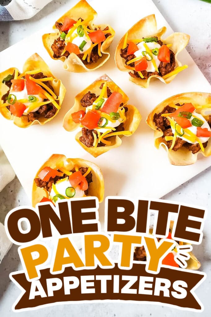 one bite party appetizers -Taco Wonton Cups