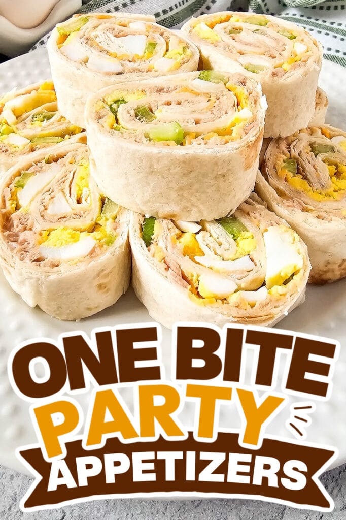 one bite party appetizers -Tuna Salad Pinwheels