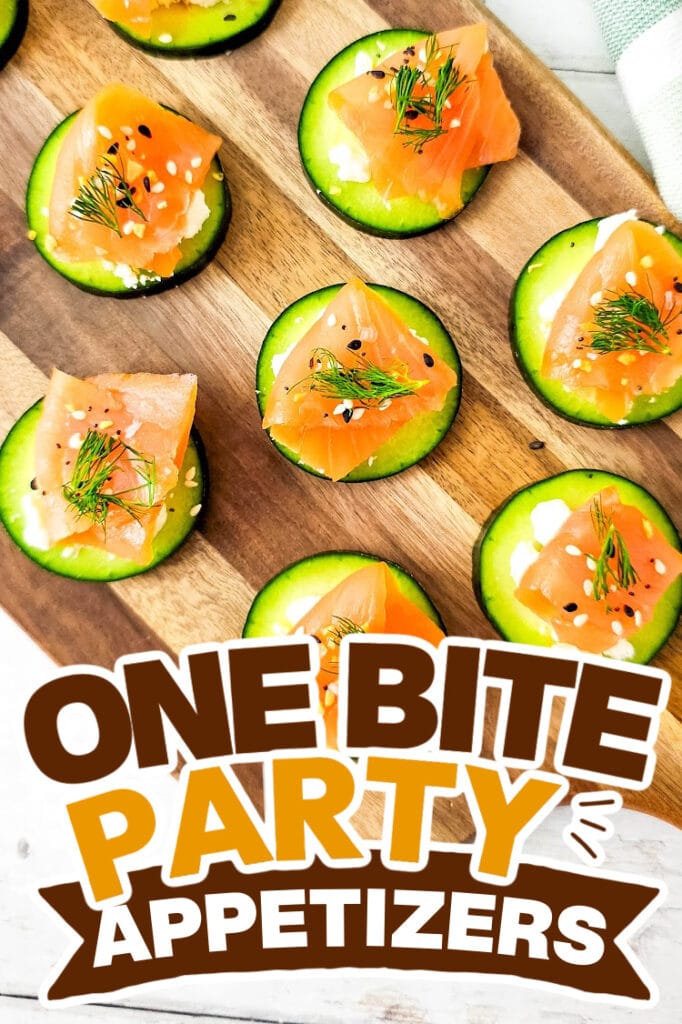 one bite party appetizers - salmon cucumber bites