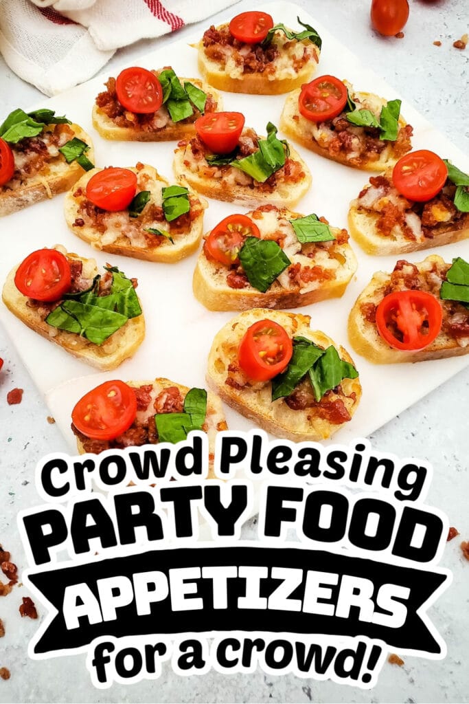party food appetizers -Bacon-Topped BLT Crostini