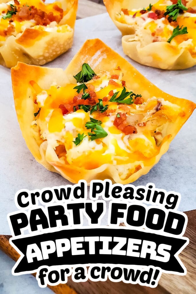 party food appetizers -Cheesy Ranch Chicken Wonton Cups