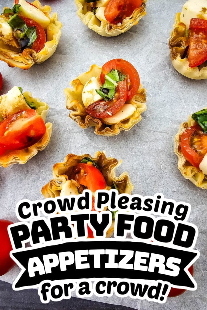 party food appetizers -Mini Caprese Cups