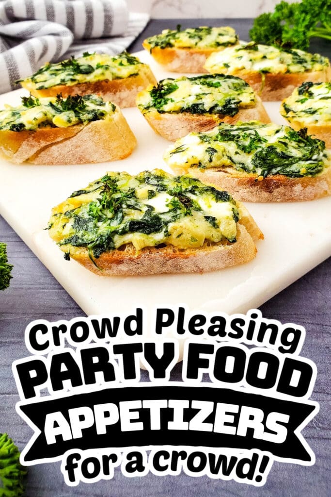 party food appetizers - Spinach Artichoke Crostini