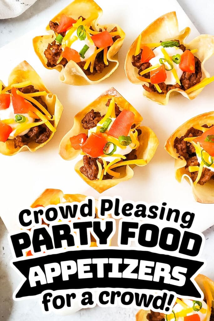 party food appetizers - Taco Wonton Cups