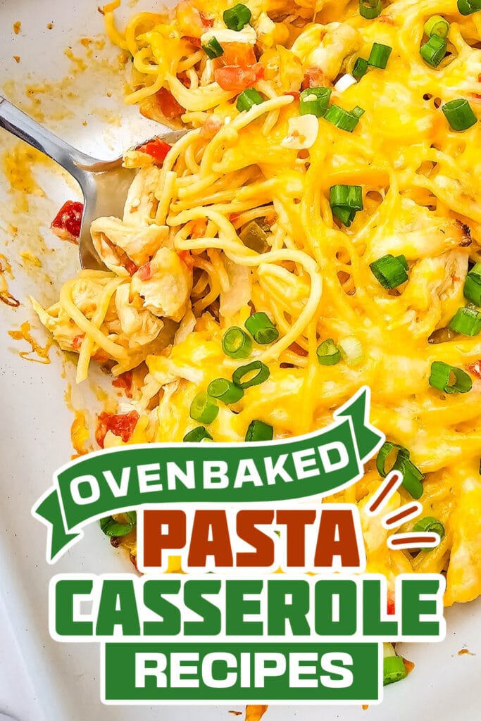 pasta casserole recipes - Cheesy Rotel Chicken Spaghetti Casserole copy
