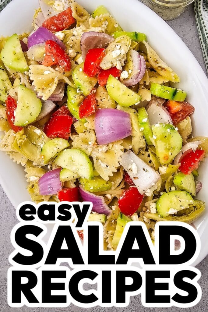 1pinned salad recipes -Classic Greek Bow Tie Pasta Salad