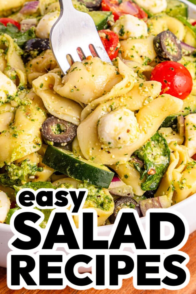 1pinned salad recipes -Tortellini Pesto Salad