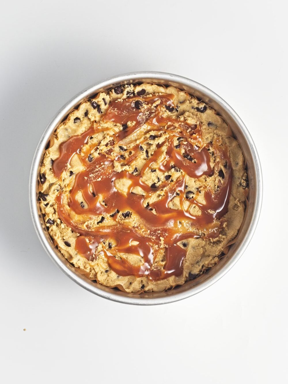 Caramel Chocolate Chip Cookie Cake Process Photo