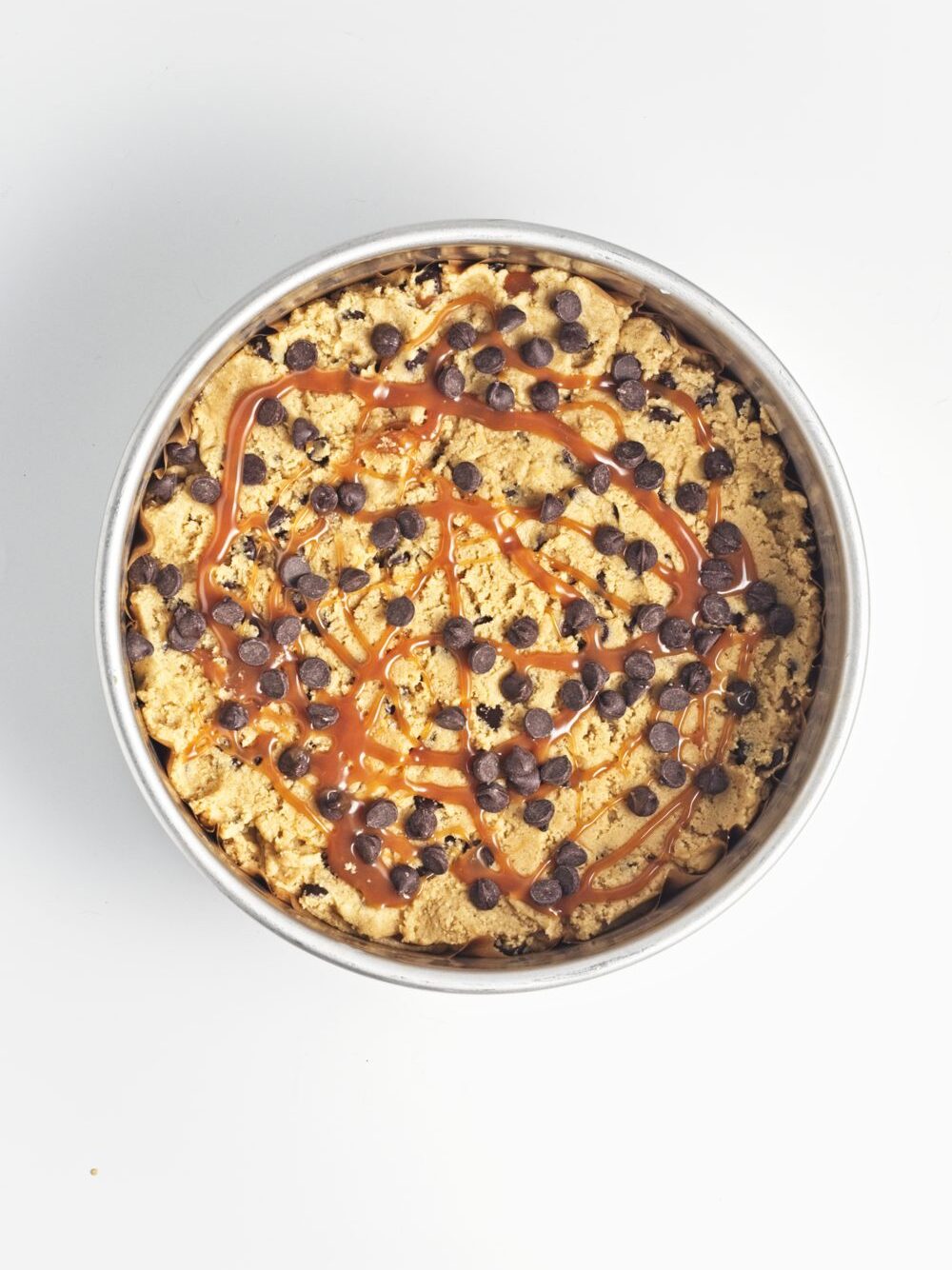 Caramel Chocolate Chip Cookie Cake Process Photo