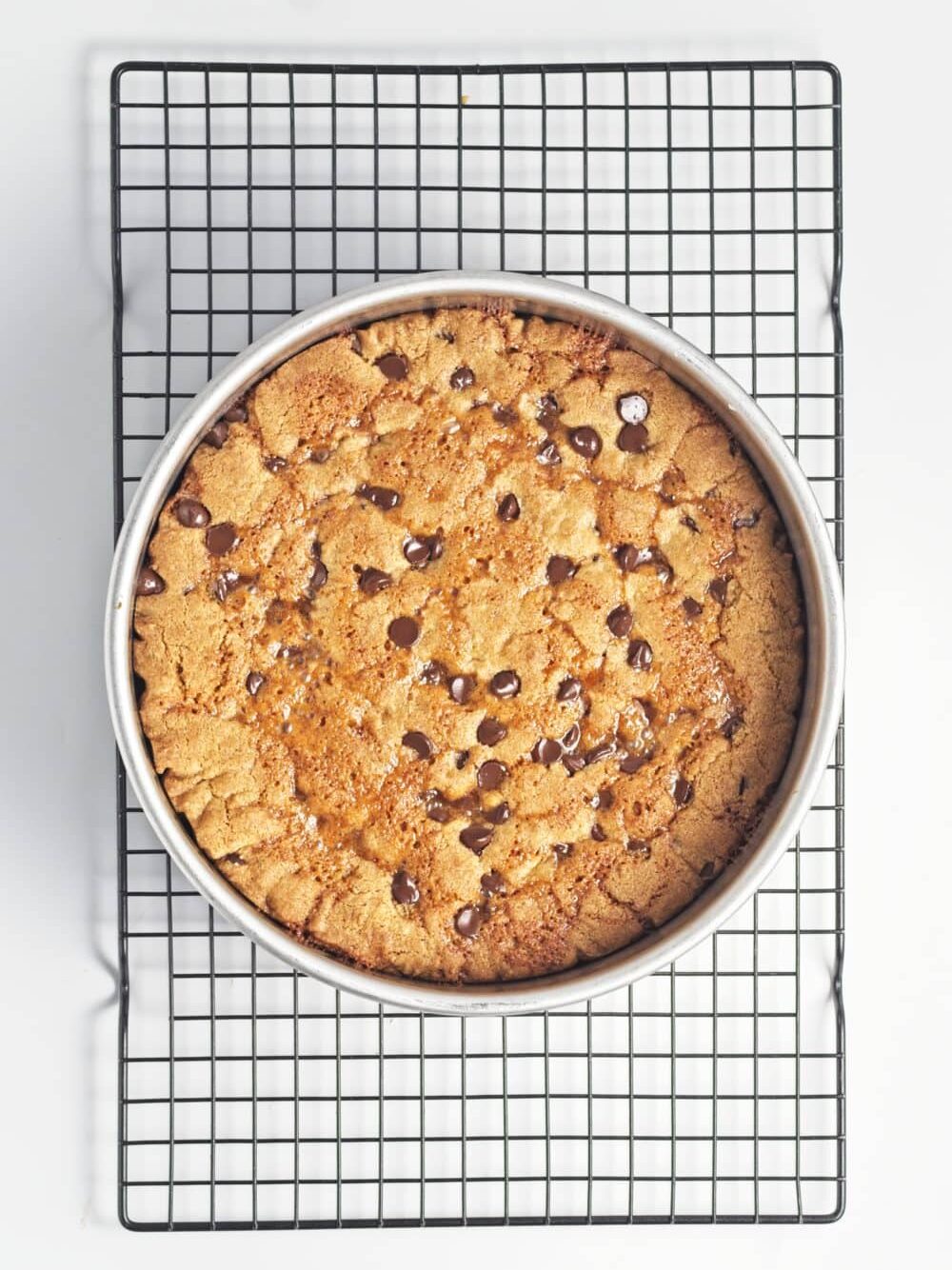 Caramel Chocolate Chip Cookie Cake Process Photo