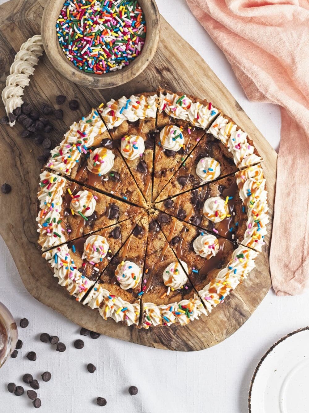 Caramel Chocolate Chip Cookie Cake Process Photo