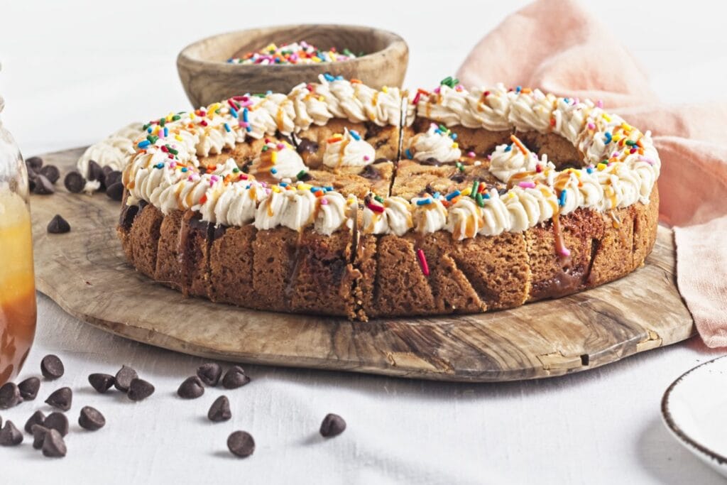 Caramel Chocolate Chip Cookie Cake
