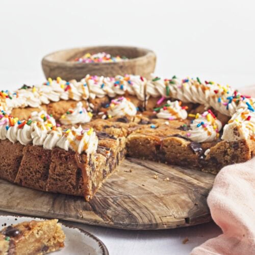 Caramel Chocolate Chip Cookie Cake
