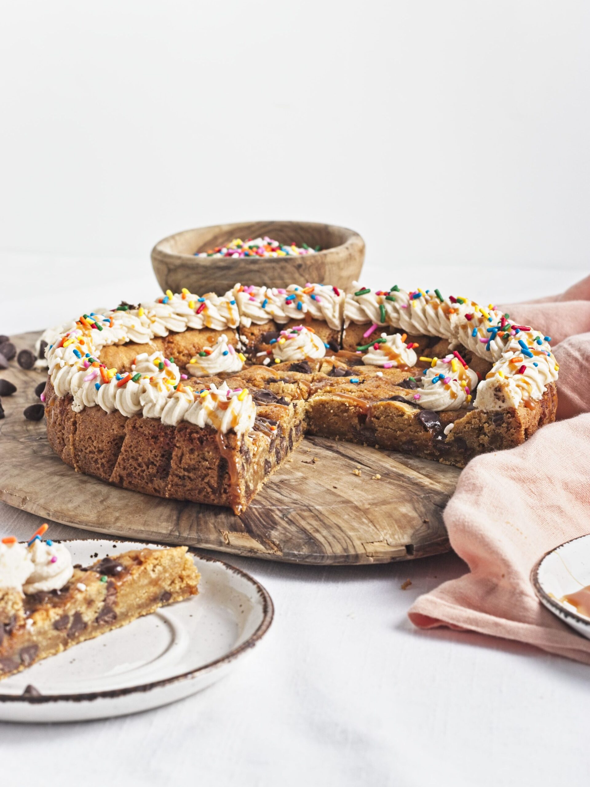 Caramel Chocolate Chip Cookie Cake 