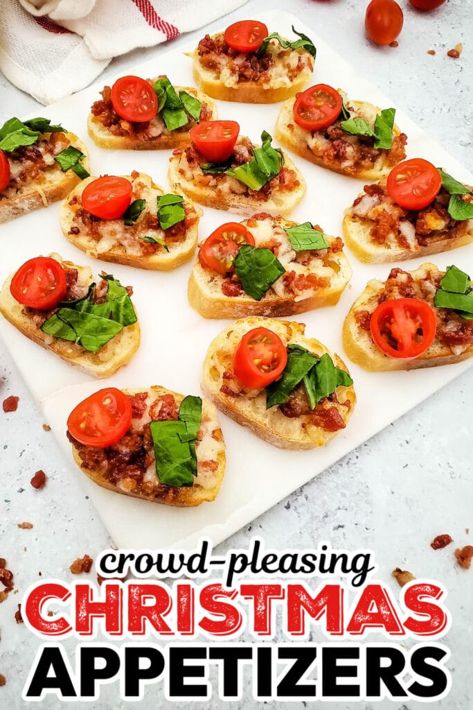 Christmas Appetizers- Bacon-Topped BLT Crostini