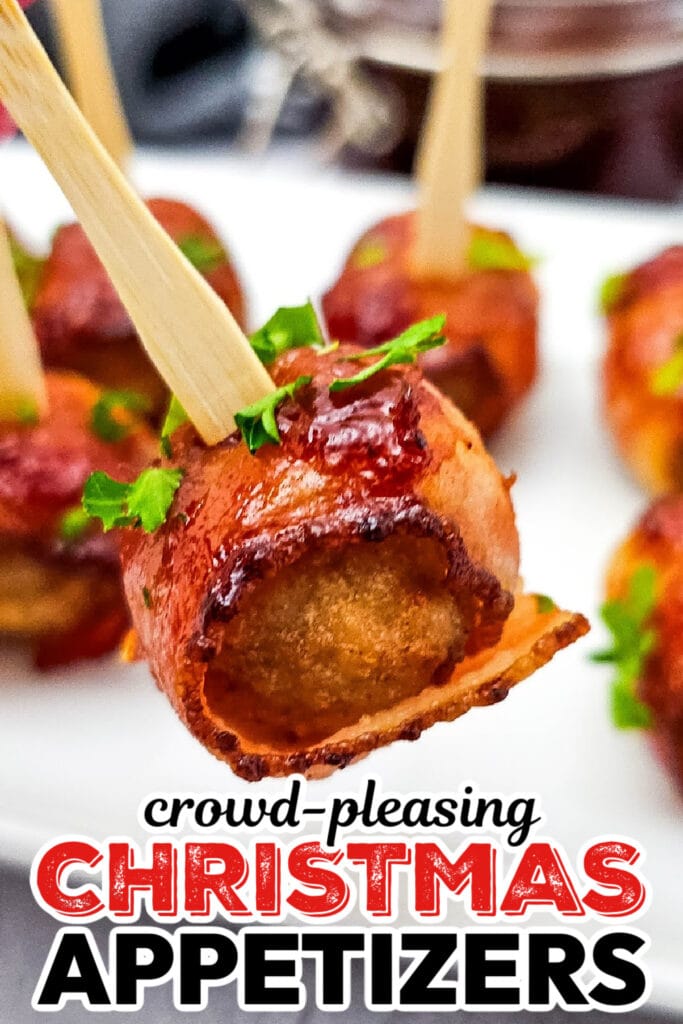 Christmas Appetizers- Bacon-Wrapped Meatballs
