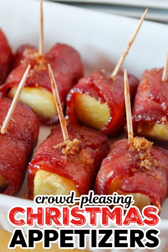 Christmas Appetizers- Bacon-Wrapped Pineapple