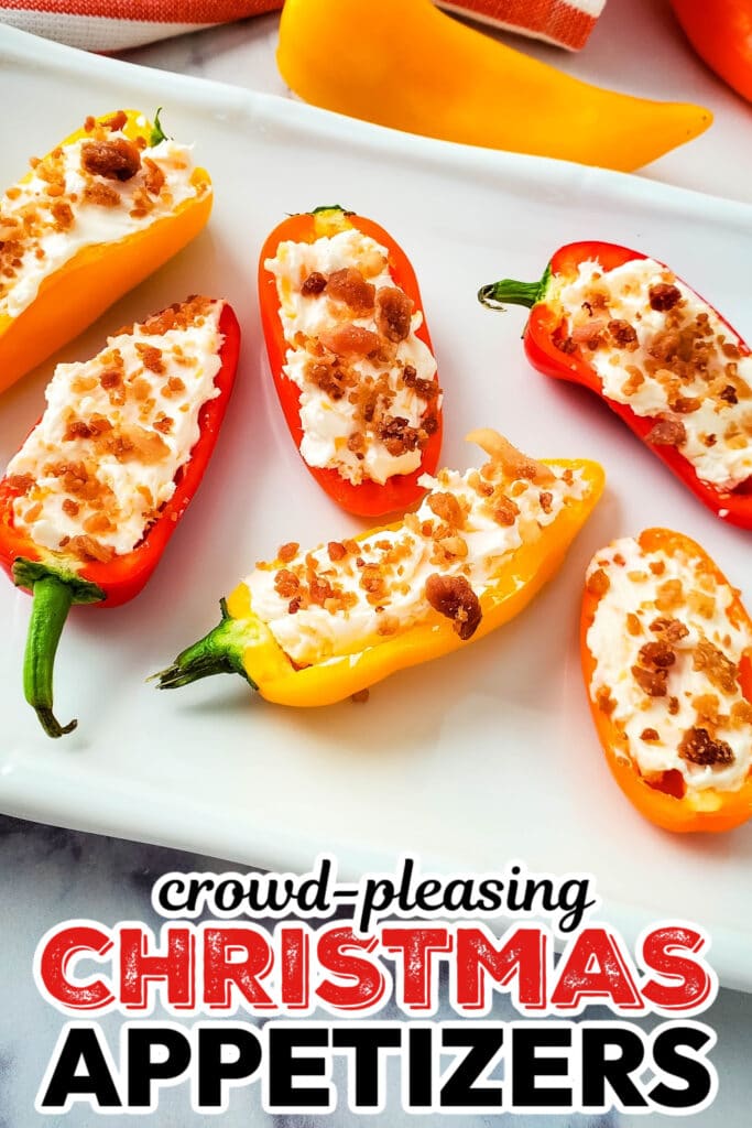 Christmas Appetizers- Cheesy Bacon Stuffed Mini Peppers