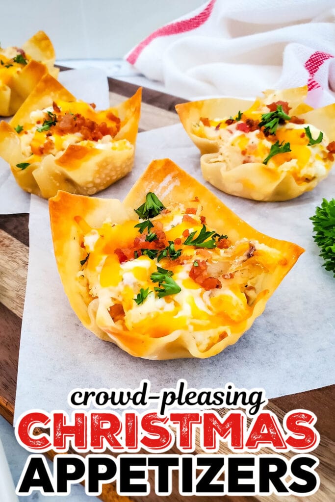 Christmas Appetizers-Cheesy Ranch Chicken Wonton Cups