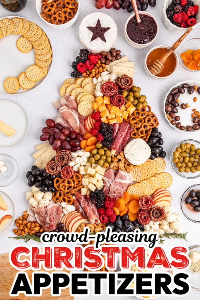 Christmas Appetizers-Christmas Tree Charcuterie Board on a Grazing Table