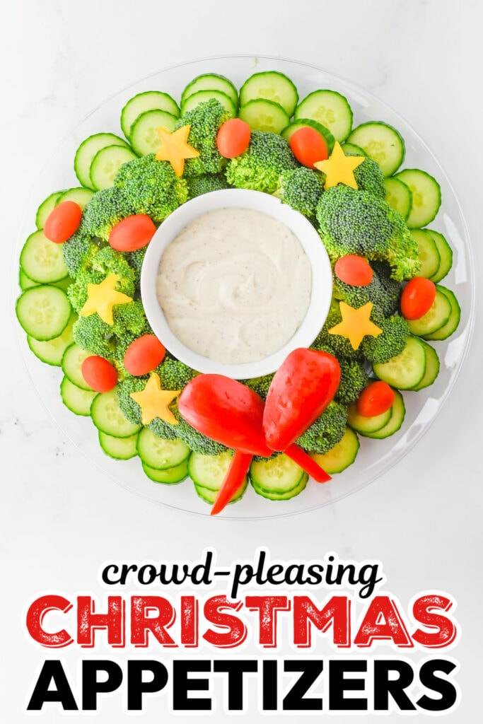 Christmas Appetizers-Festive Veggie Wreath Tray