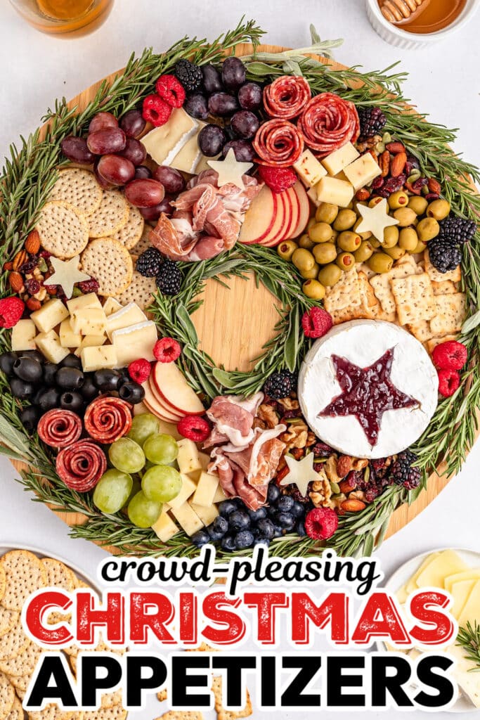 Christmas Appetizers-Festive Wreath Charcuterie Board