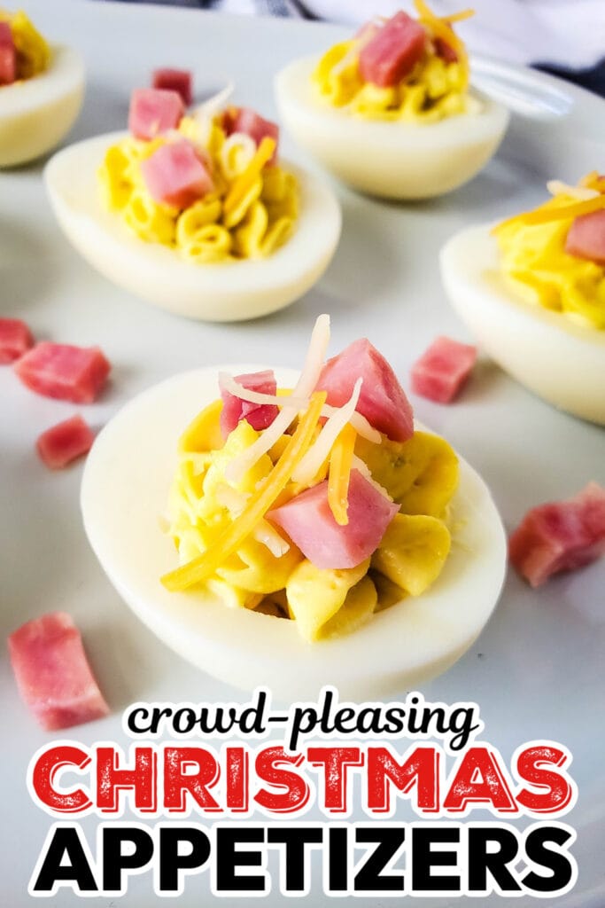 Christmas Appetizers- Ham and Cheese Deviled Eggs