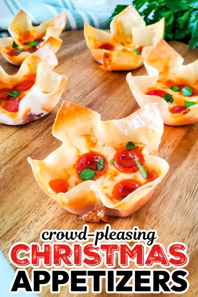 Christmas Appetizers-Pizza Wonton Cups