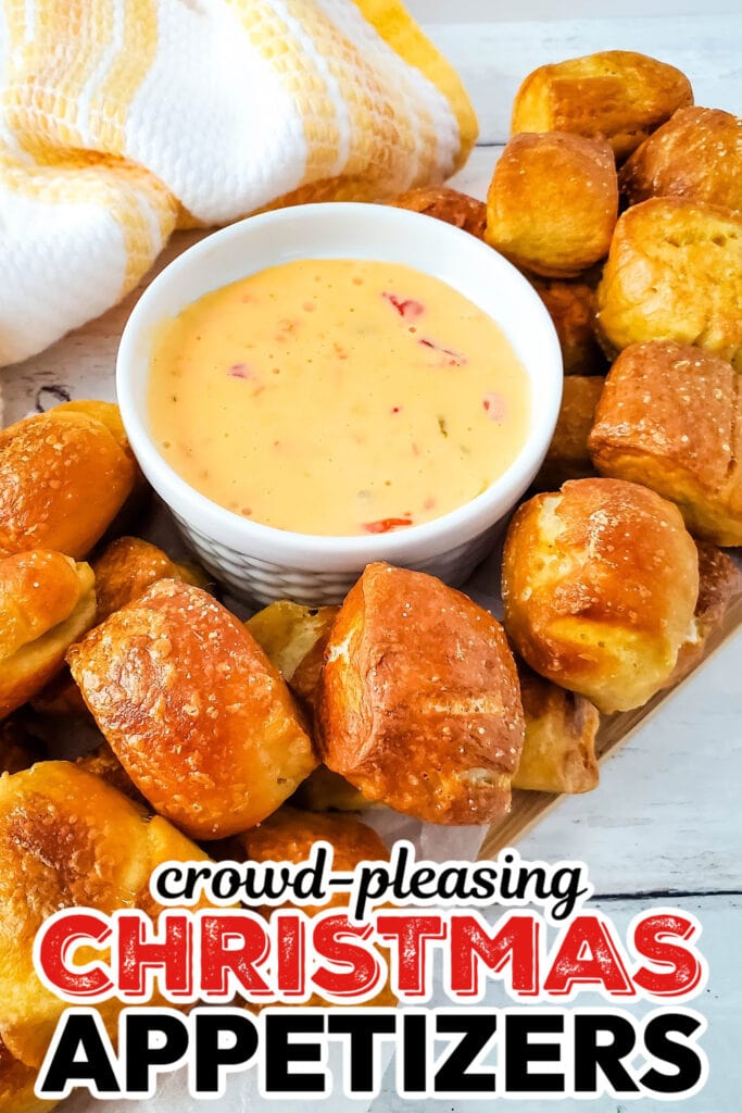 Christmas Appetizers-Soft Pretzel Bites with Cheesy Dip