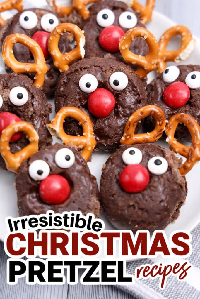 Christmas Pretzels-No-Bake Reindeer Mini Donuts