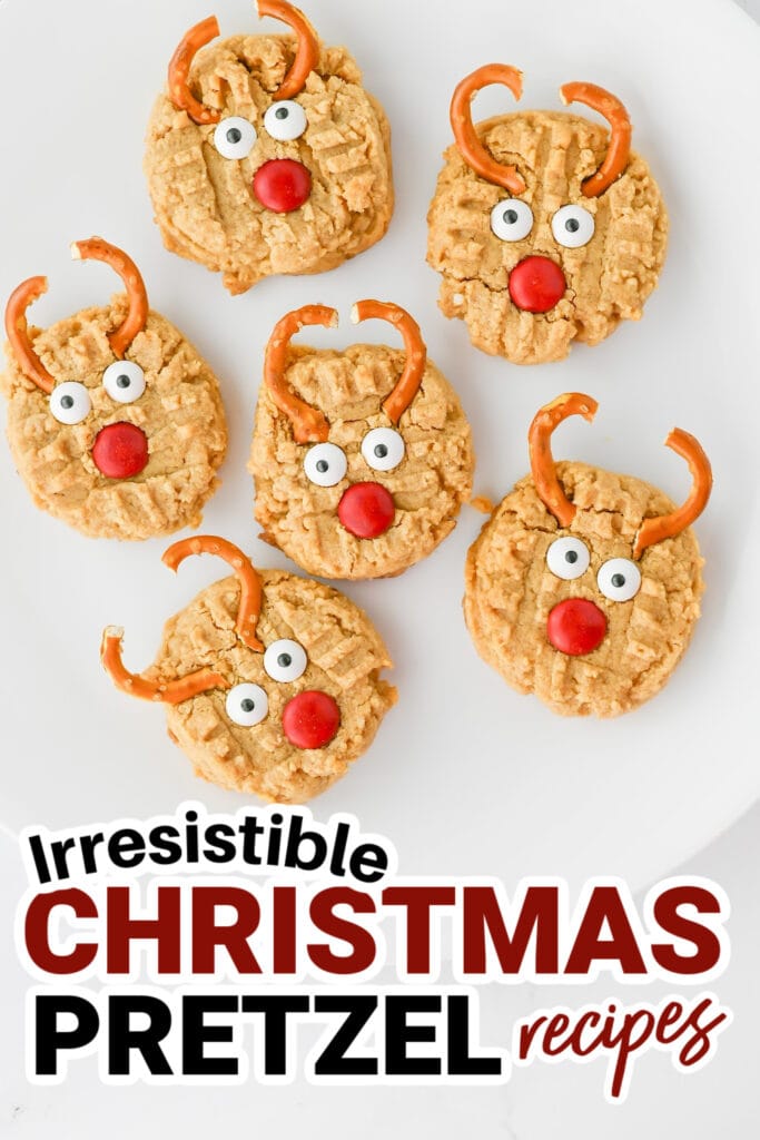 Christmas Pretzels-Peanut Butter Reindeer Cookies