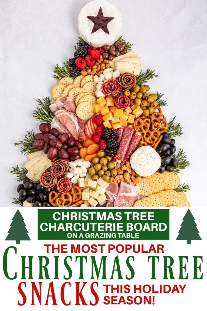 Christmas Tree Snacks - Christmas Tree Charcuterie Board on a Grazing Table copy
