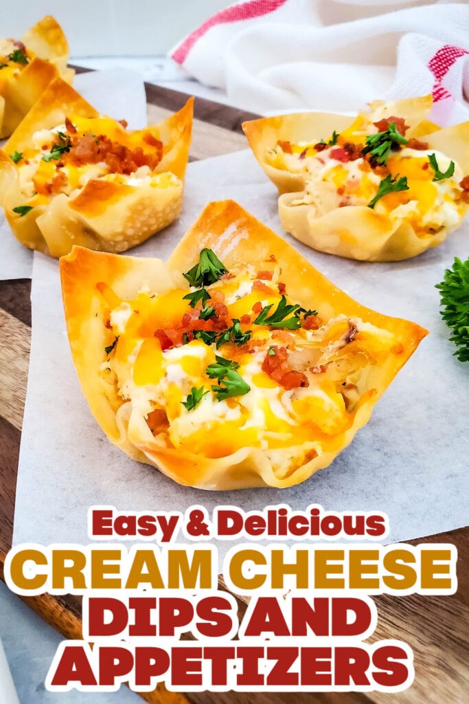 Cream Cheese Dips and Appetizers- Cheesy Ranch Chicken Wonton Cups