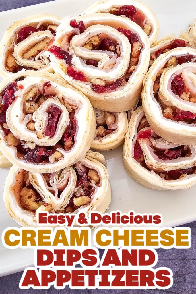 Cream Cheese Dips and Appetizers-Turkey Cranberry Pinwheels with a Pecan Crunch