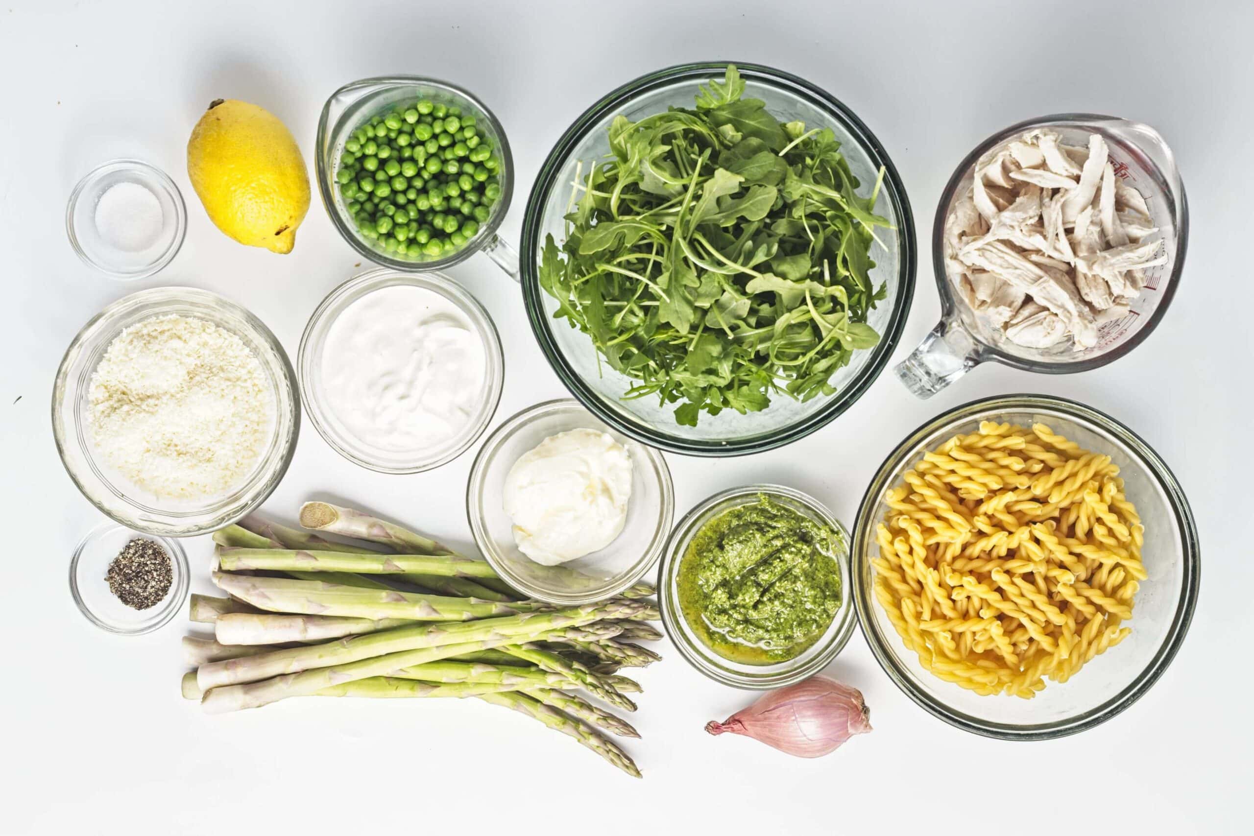 Creamy Pesto Chicken Pasta Salad Process Ingredients
