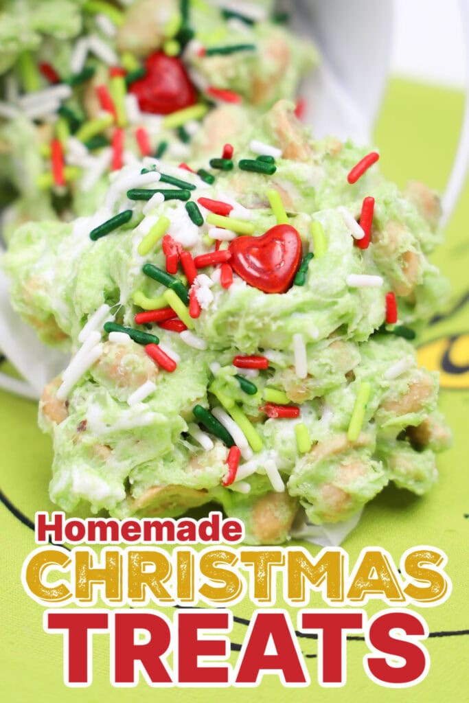 Festive Christmas Treats-Grinch Poop Peanut Clusters