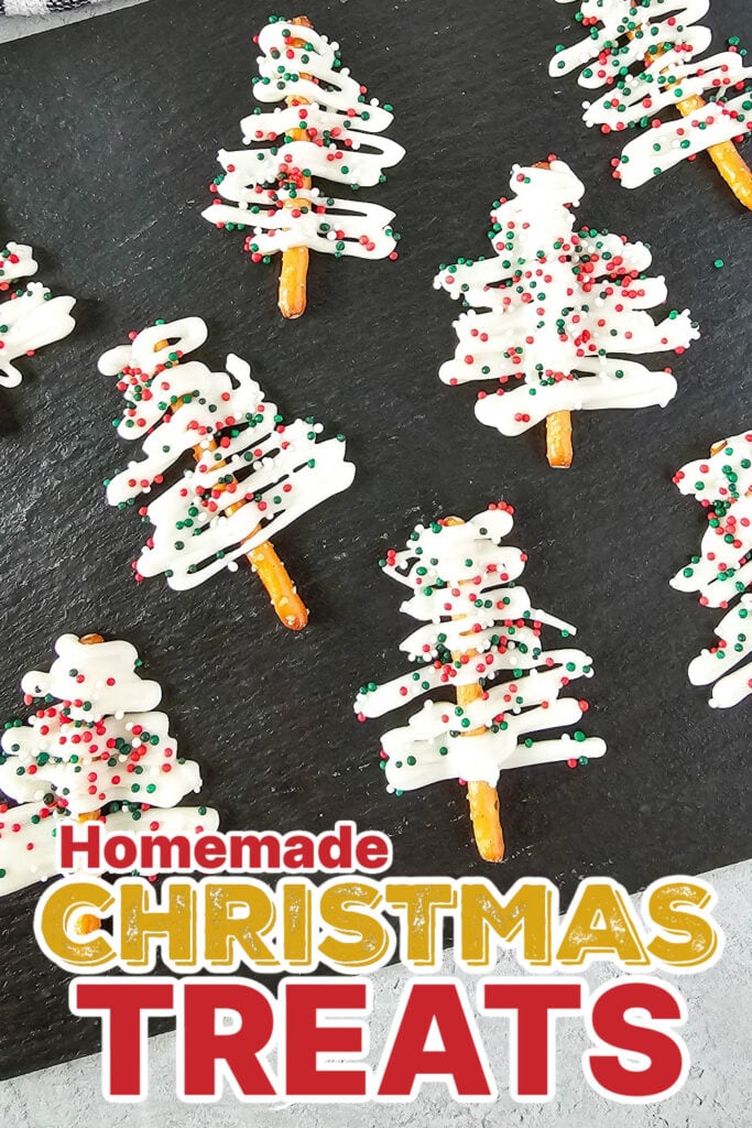 Festive Christmas Treats-White Chocolate Mini Pretzel Trees