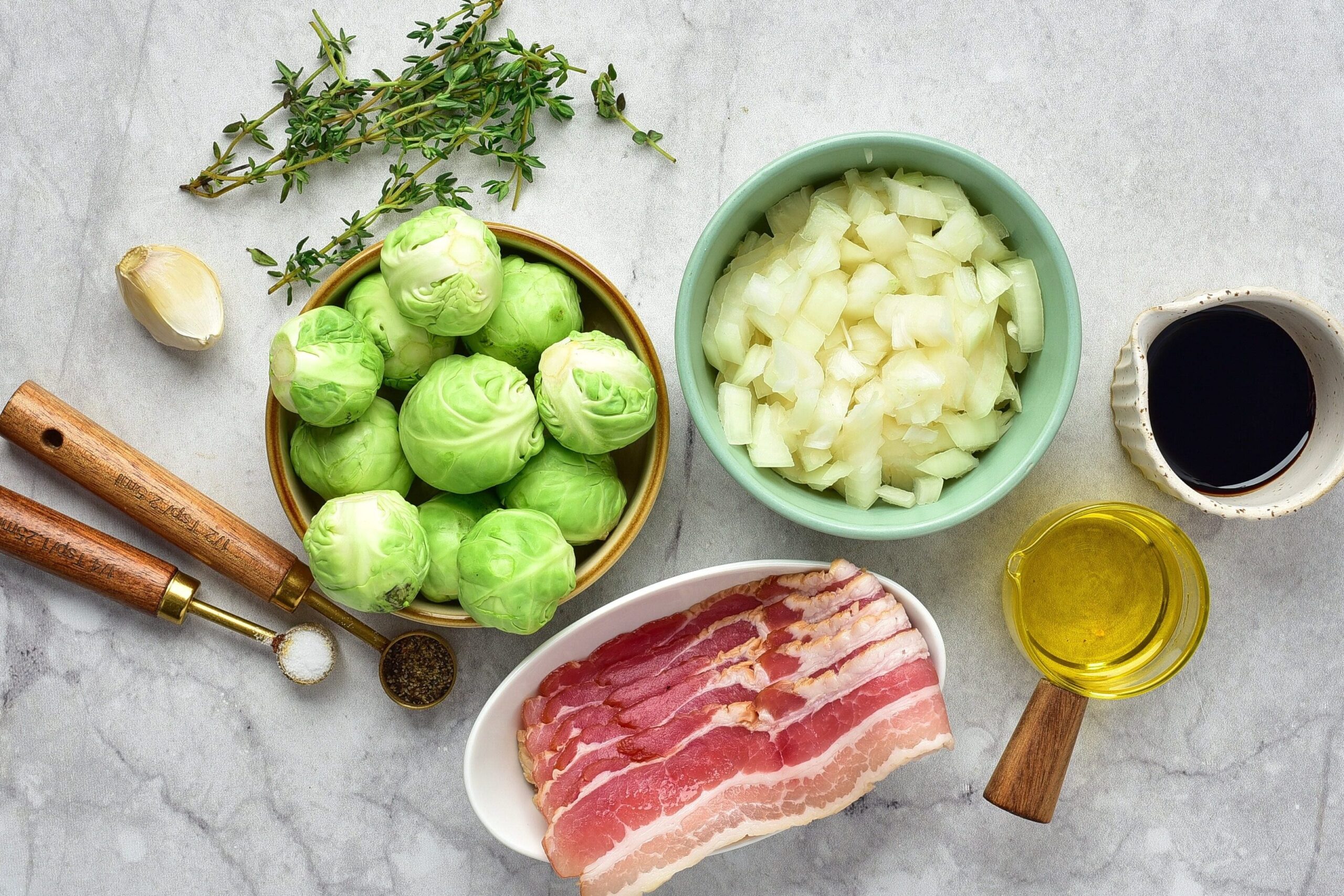 Balsamic Bacon Brussels Sprouts Process Ingredients