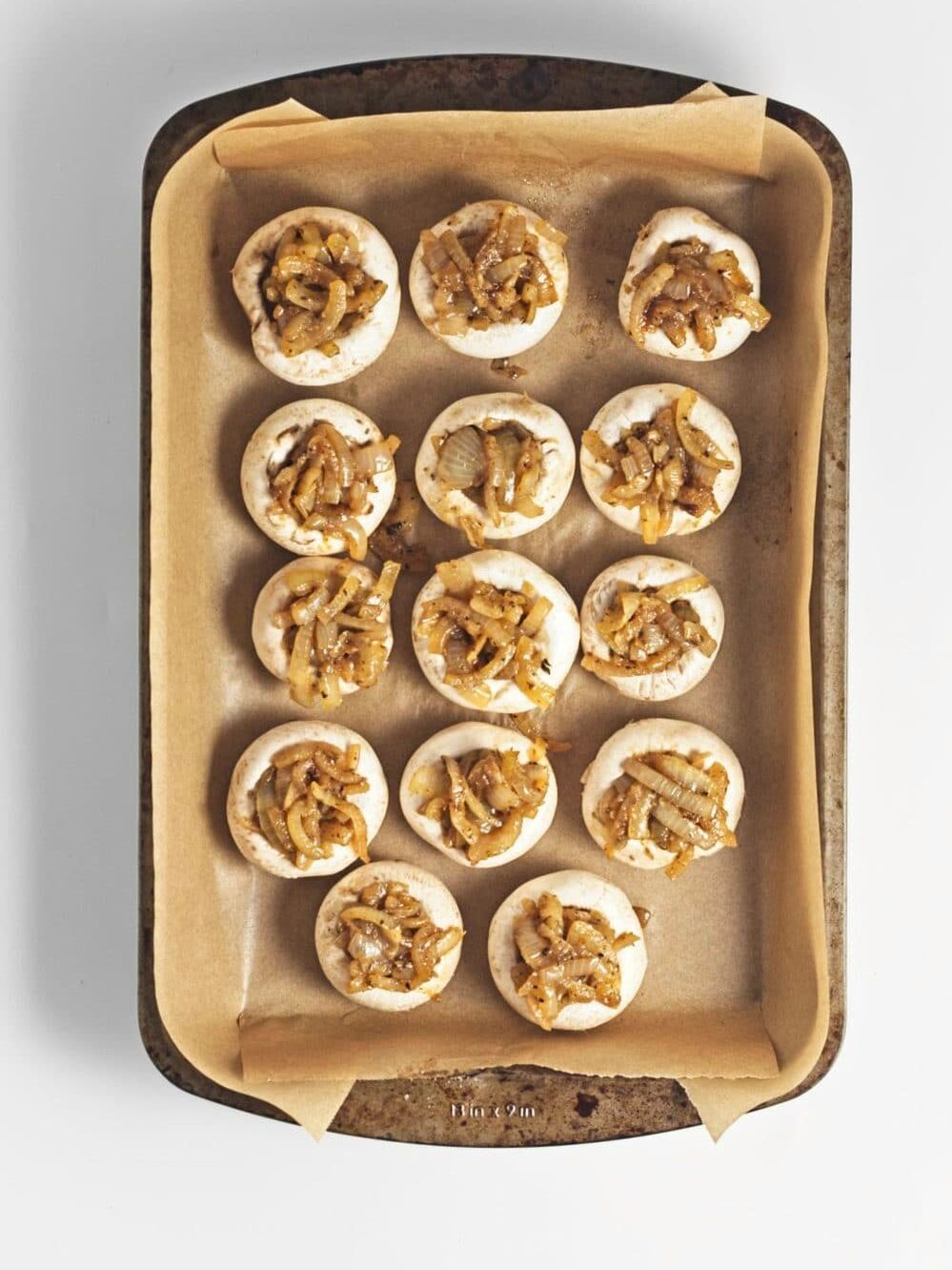 French Onion Soup Stuffed Mushrooms Process Photo