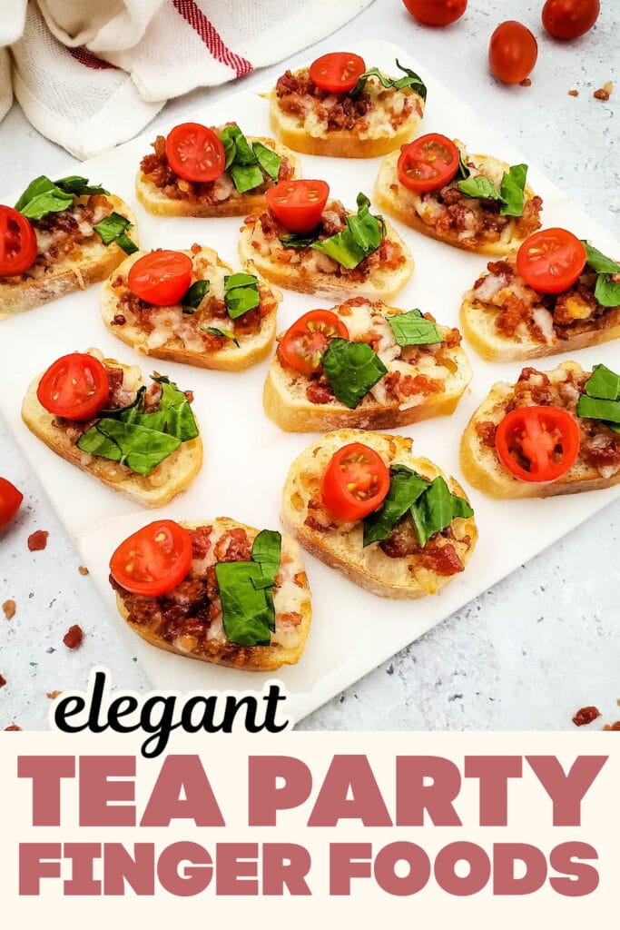 Tea Party Finger Food-Bacon-Topped BLT Crostini