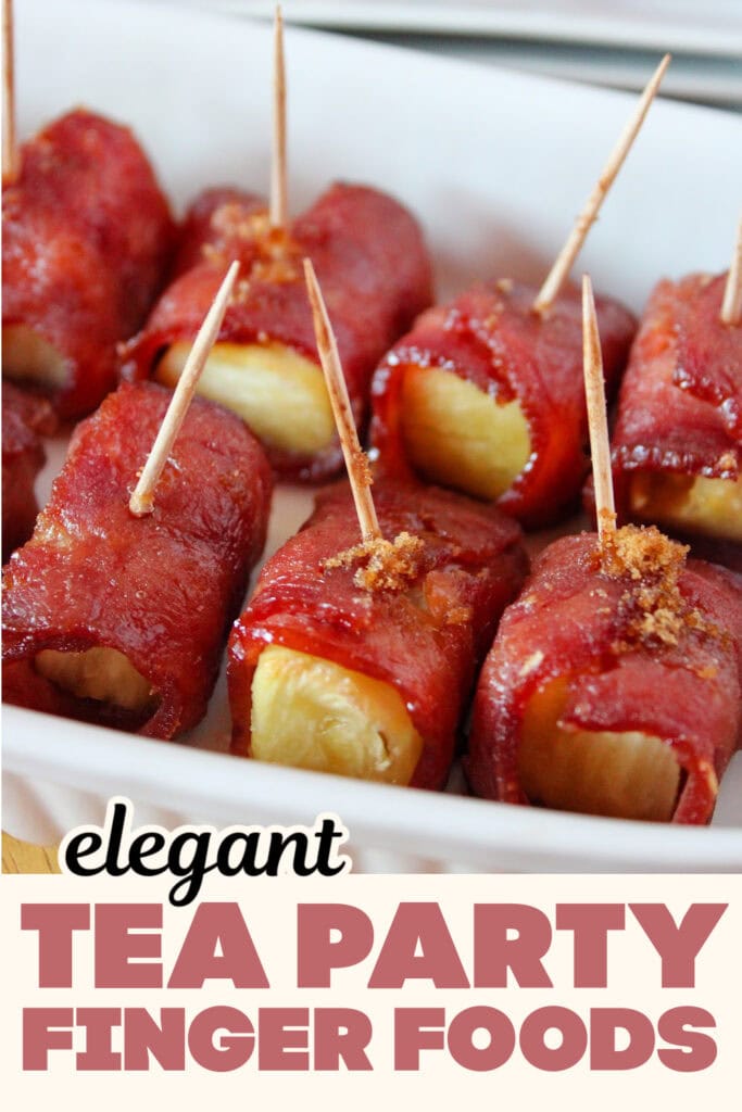 Tea Party Finger Food-Bacon-Wrapped Pineapple Bites