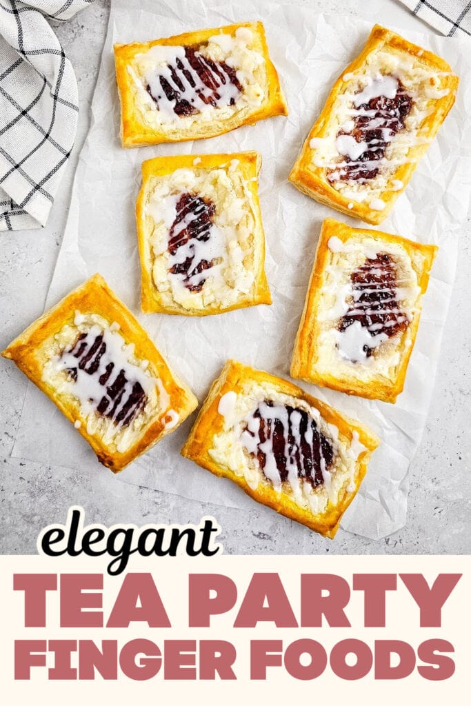 Tea Party Finger Food-Flaky Puff Pastry Strawberry Danishes