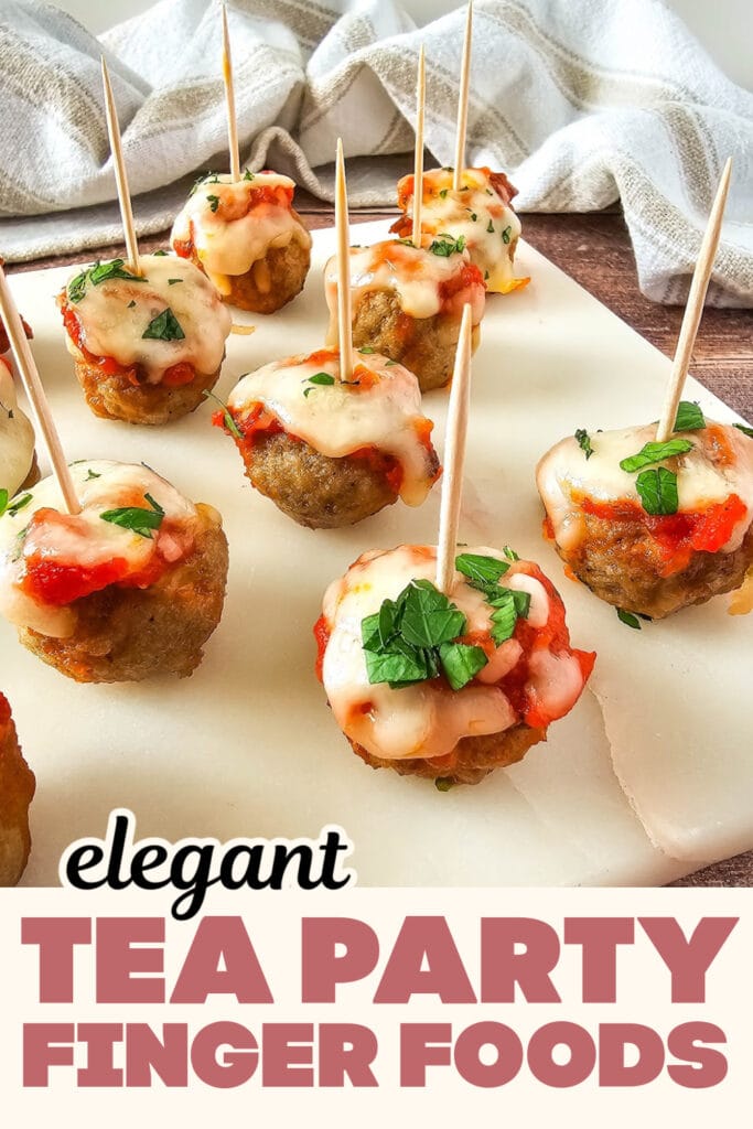 Tea Party Finger Food-Mini Meatball Marinara Bites