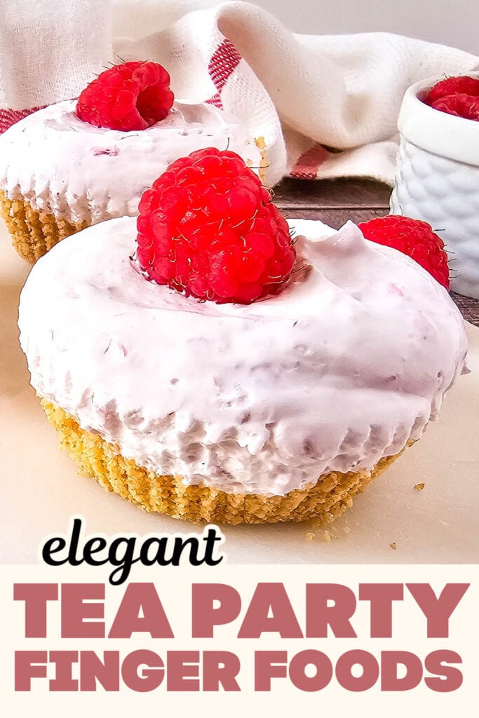 Tea Party Finger Food-Mini No-Bake Raspberry Cheesecakes